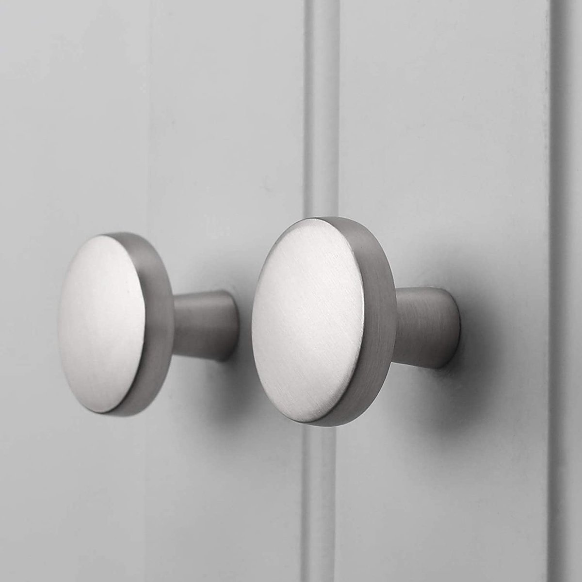 Meubelknoppen - Geborsteld Roestvrij Staal Look - 5 Stuks - 32mm Diameter - Voor Kast En Lade - Zilveren Vintage Stijl