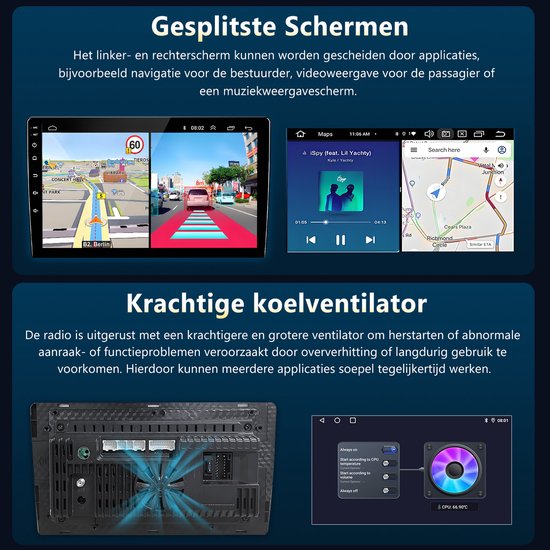 Junsun Android 15 Draadloze CarPlay Andriod Auto Autoradio Geschikt Voor Toyota Aygo Peugeot 107 Citroen C1 - Bluetooth - Achteruitrijcamera - GPS Navigatie - Plug & Play - 10-inch Touchscreen - WiFi - SWC - Octa-core processor