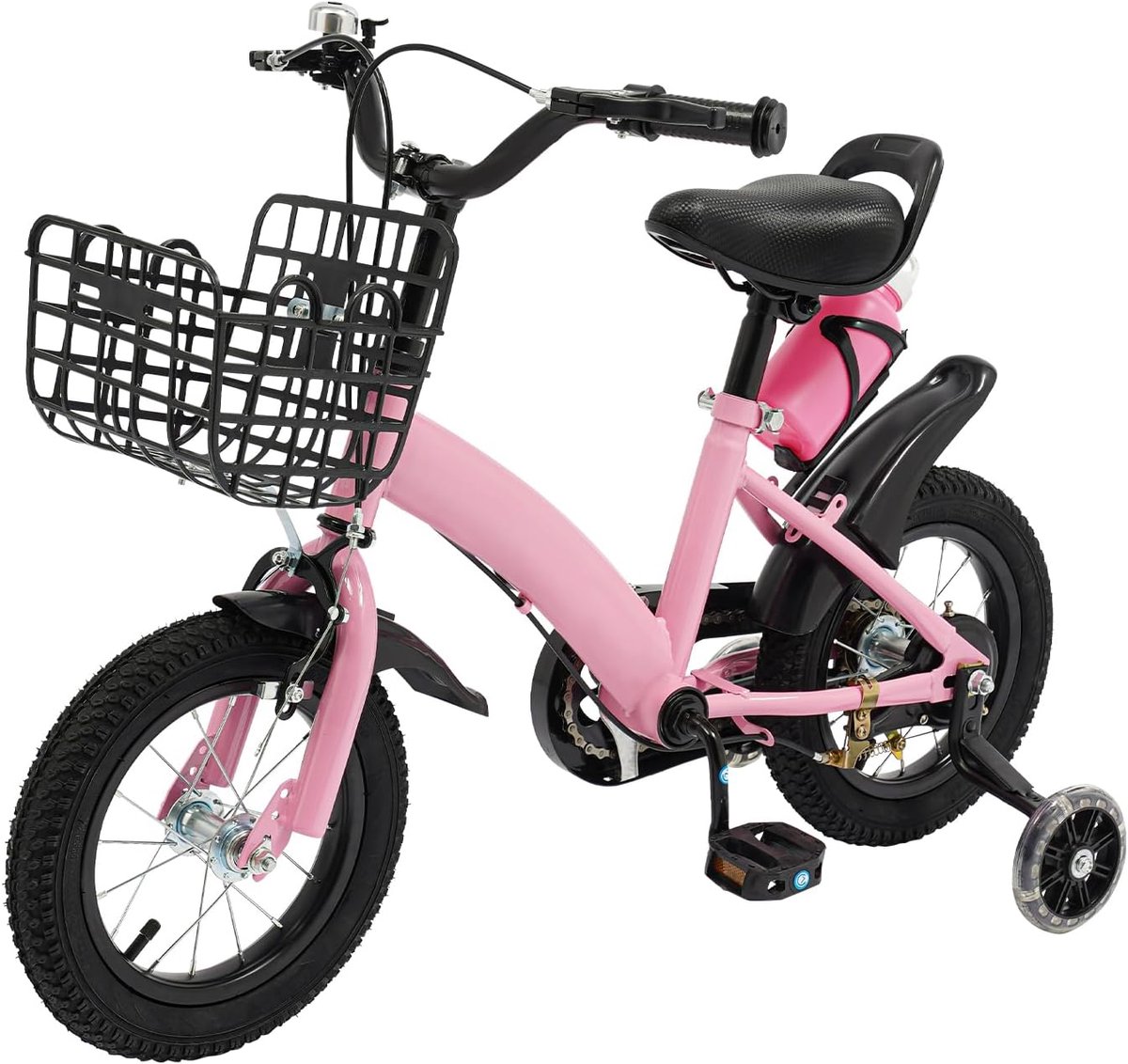 Kinderfiets 12 inch Eerste fiets Leren fietsen Inclusief zijwielen 88 x 30 x 70 cm Roze
