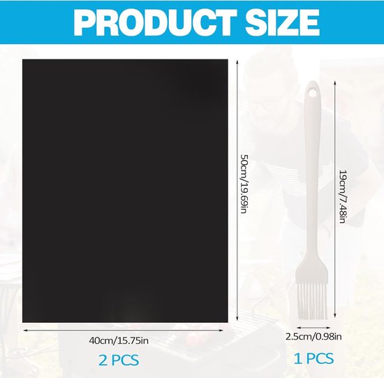Grill Mat - Bakplaat Folie - Schoon Grillen - Hittebestendig - 40 x 50 cm - Zwart — afbeelding 5