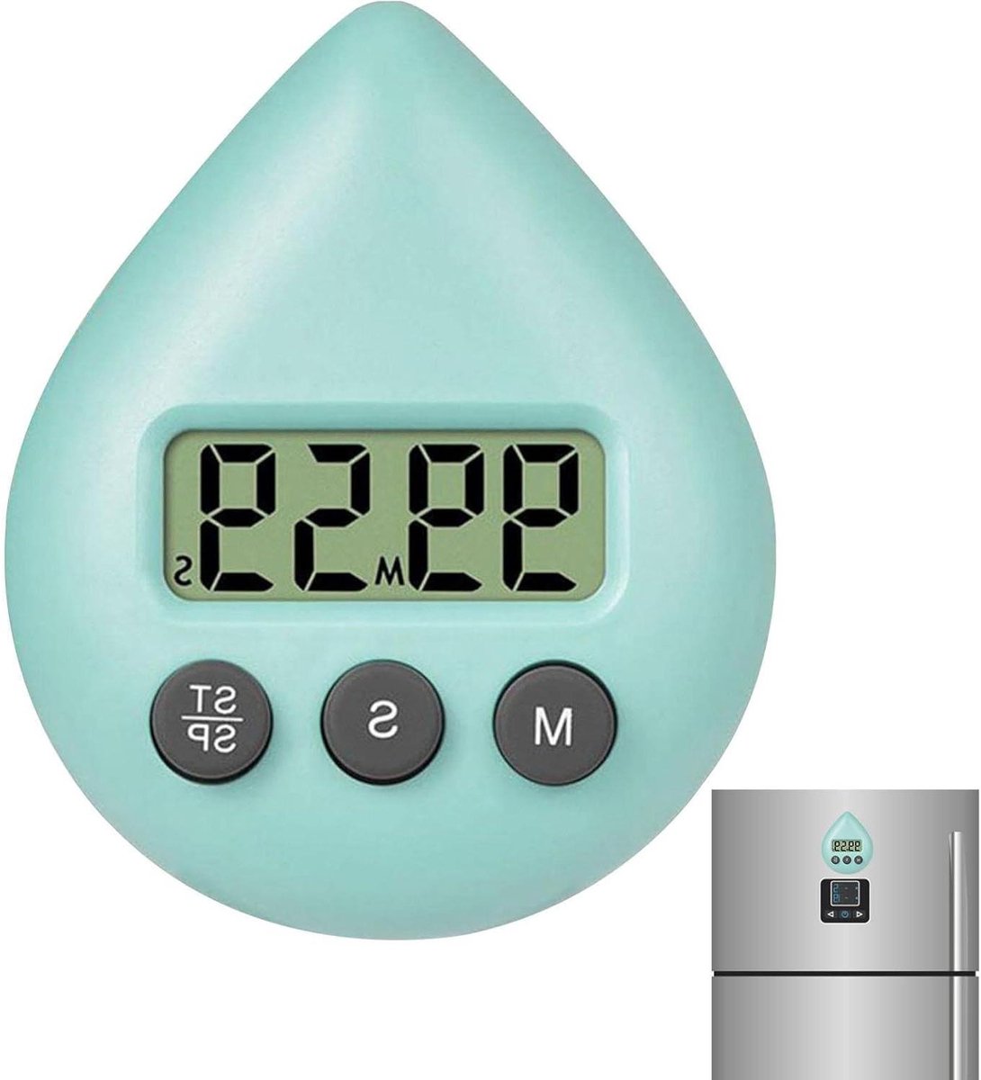 Digitale Timer - Kookwekker Keuken - Tijd Beheer - Met Zuignap - 8 x 65 x 25 cm - Cyaan Blauw