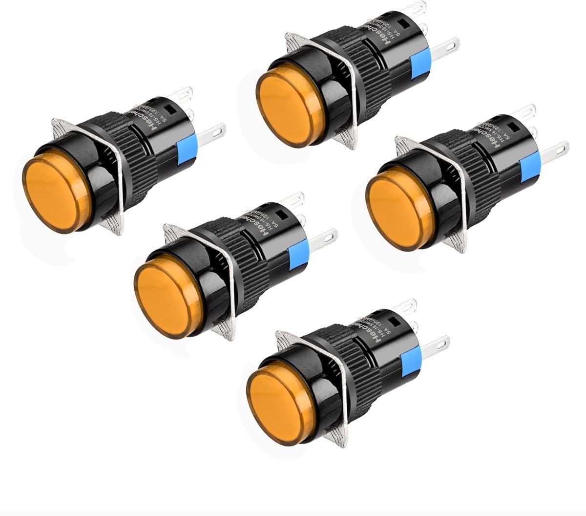 aladdien - Drukknop Schakelaar - LED Verlichting - Compact en Betrouwbaar - Oranje - Push Button - Voor Elektrische Controle Circuit - 5 Stuks