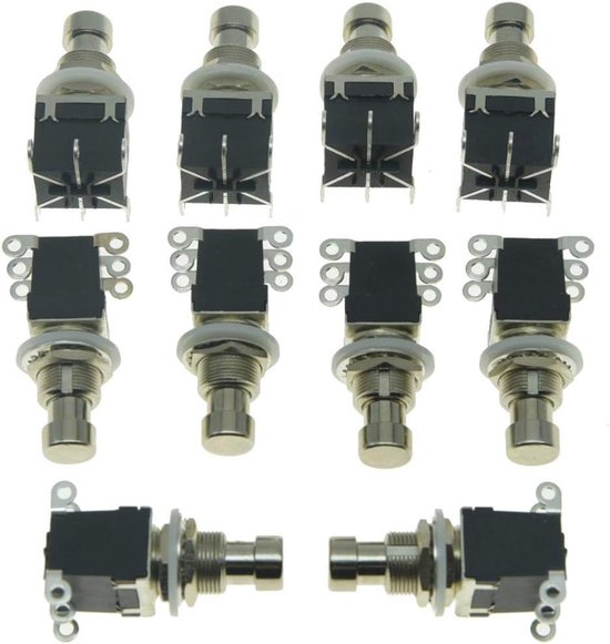 Pedaalschakelaar Set - Voetschakelaars Drukknop - Muziekprojecten Aanpassen - Heavy Duty Latching - 10 Stuks - Zwart — afbeelding 2