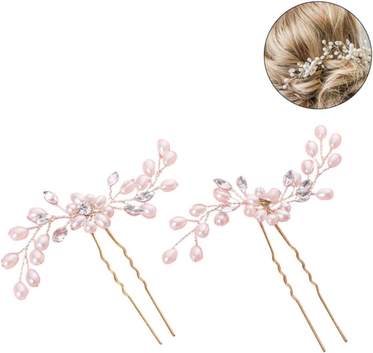 Haarklem Set - Bruid Haarspeld - Feestelijke Decoratie - Met Strass - 10 cm - Zilver