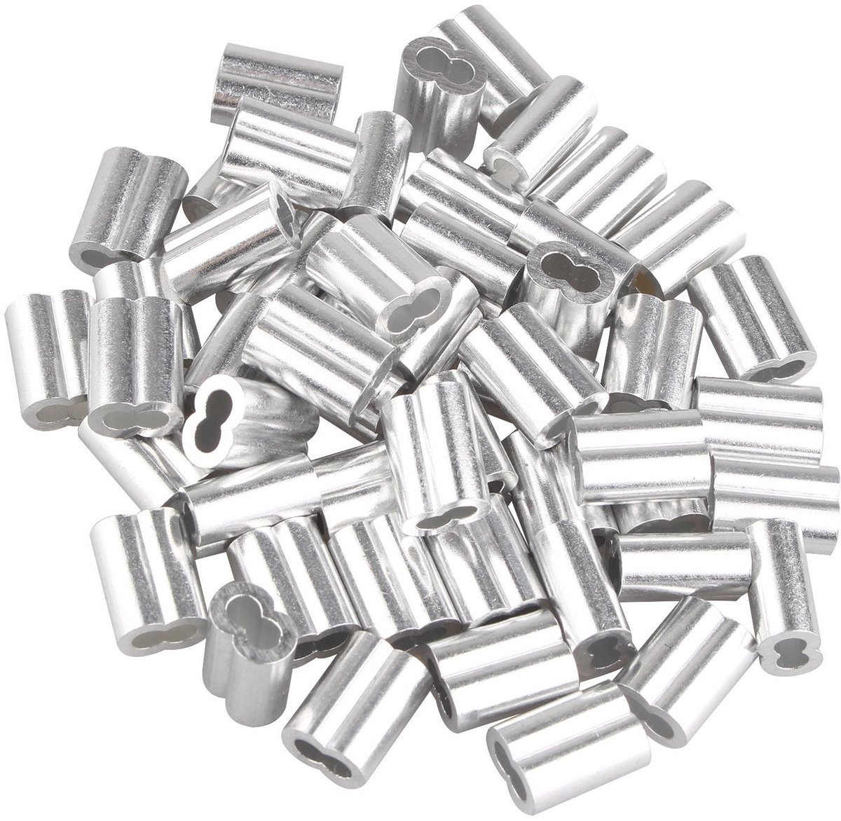 aladdien - Kabelklemmen - Aluminium - Dubbele ferrules - Zilver - 50 stuks - Geschikt voor 3mm draadkabel