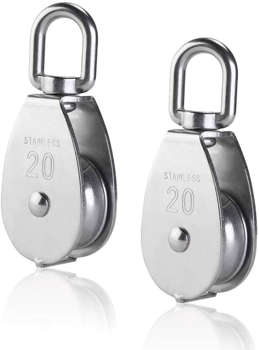 ONF3 - Katrol om op te tillen - Riemschijf - Roestvrij staal - 80 kg belasting - Enkele rol - Geschikt voor zware voorwerpen - Formaat 20 mm