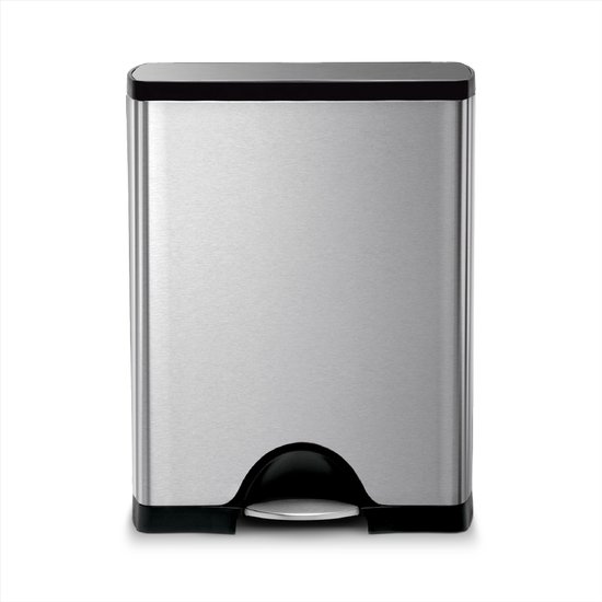 Simplehuman Rectangular Prullenbak - Mat - RVS - GFT - 30 + 16 l
