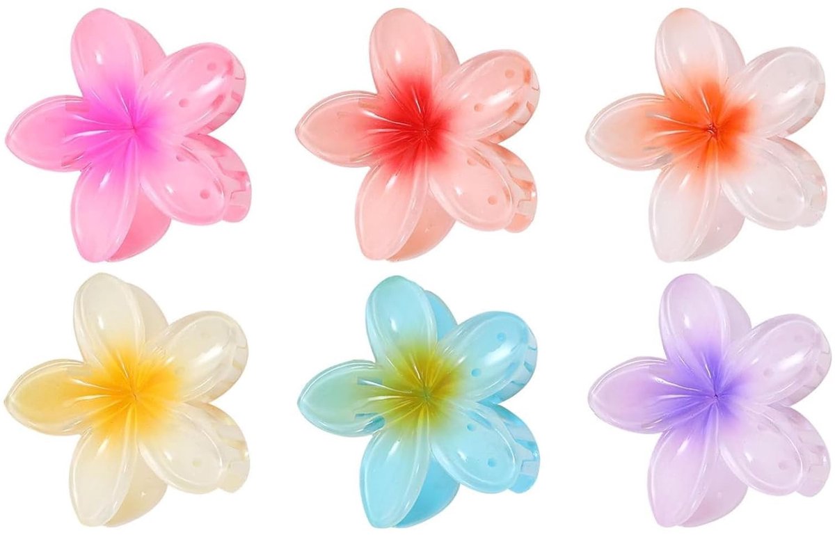 aladdien - Bloem Haarclip - Antislip Klauw Clip - Sterke Hold - Grote Bloem - Acryl Haarclips - Geschikt voor Vrouwen en Meisjes - 6 Kleuren