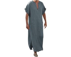 Heren Kaftan - Thobe Jubba - Ontspannen Kleding - Met Zakken - Korte Mouw - Wit