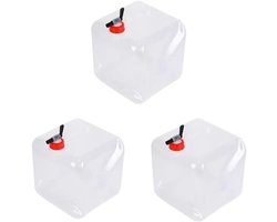 Opvouwbare Waterzak - Drinktank Emmer - Outdoor Kamperen - Compact Opvouwbaar - 3 STKS 10L - Transparant