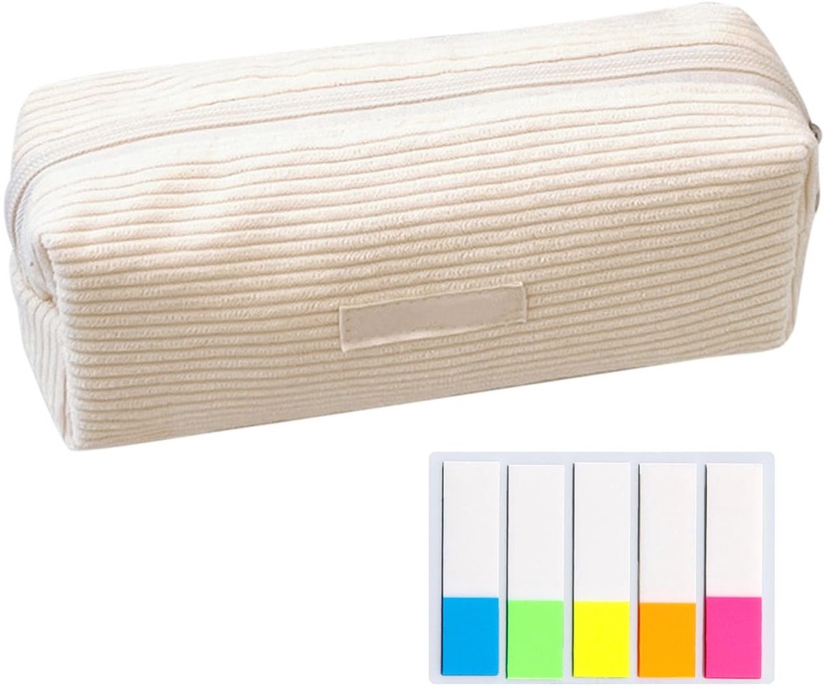 aladdien - Corduroy Pennenbak - Multifunctionele Opslagtas - Inclusief 100 Index Stickers - Perfect voor School en Kantoor - Organiseer je Benodigdh...