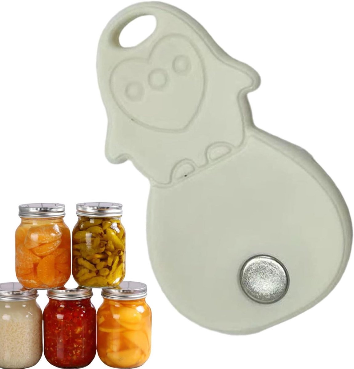 Potopener - Deksellifter Gadget - Thuis Inmaken - Ingebouwde Magneet - 7 cm - Wit
