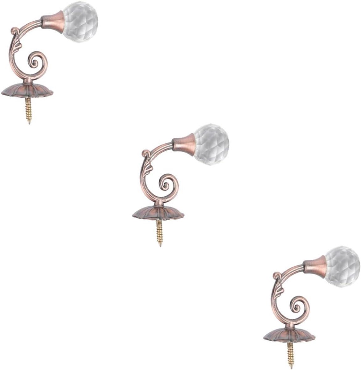 Gordijn Haken - Muur Bevestiging - Raam Decoratie - Kristal Glas - 3 Stuks - Zilver