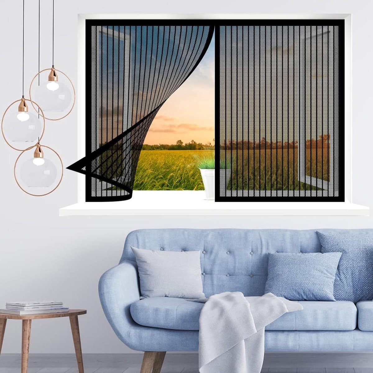 Magnetisch Hor - Insectenhor Raam - Frisse Lucht - Eenvoudige Installatie - 185 x 150 cm - Zwart