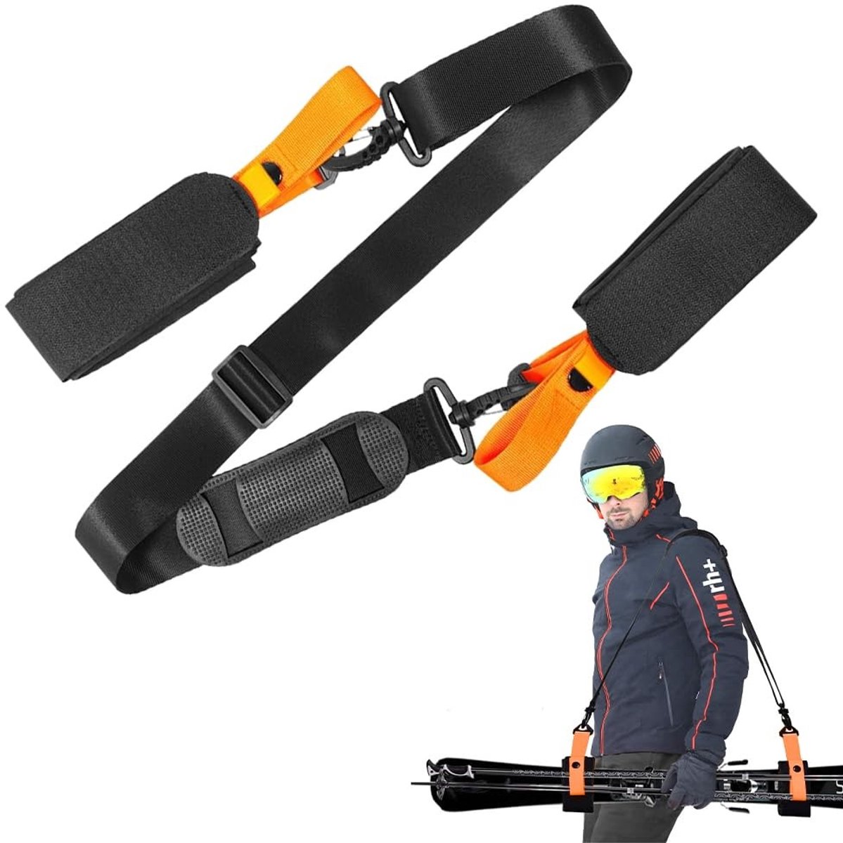 Verstelbare Ski Draagriem met Schouderband voor Ski's en Stokken - Ideaal voor Volwassenen en Kinderen