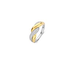 TI SENTO Dames Ring - 925 zilver - Zirkonia met geel verguld - Maat 17.25 mm / maat 54 - 12370ZY
