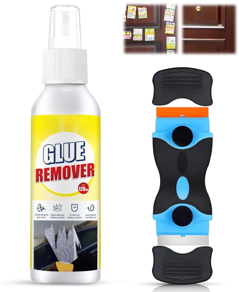 Stickerverwijderaar - Etikettenverwijderaar - Lijmverwijderaar - Spray - Extra Krachtig - Lijmrestenverwijderaar - Ebony-Verwijderaar Met Rakel - Verwijdert Snel Hardnekkige Lijmresten