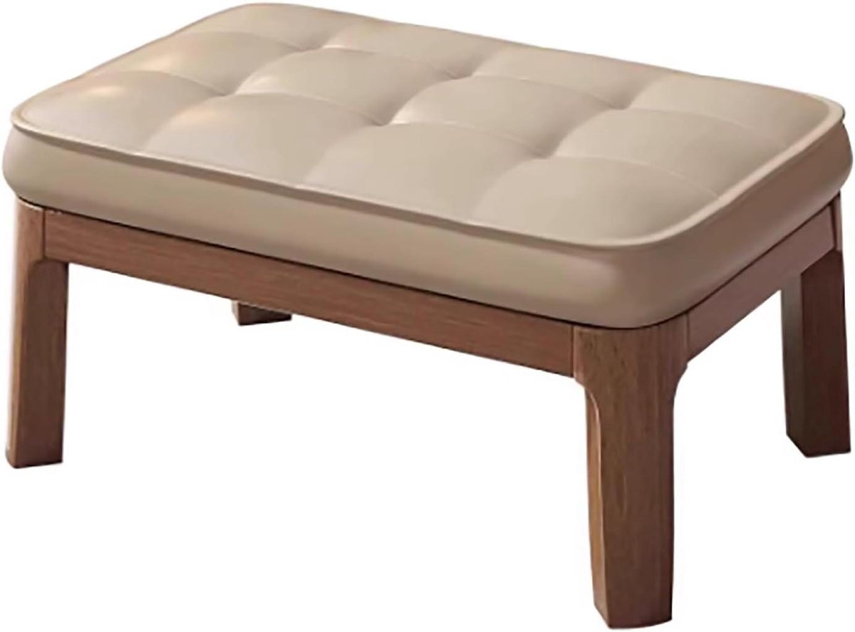 Schoenenbankje met kussen - Voetenbank hal - Schoenen wisselen - Versterkte constructie - 80x30x30 cm - Beige