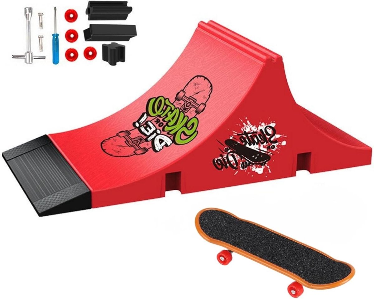 Mini skatepark set Vinger skateboard Praktische vaardigheden Doe-het-zelf montage 19 cm lengte