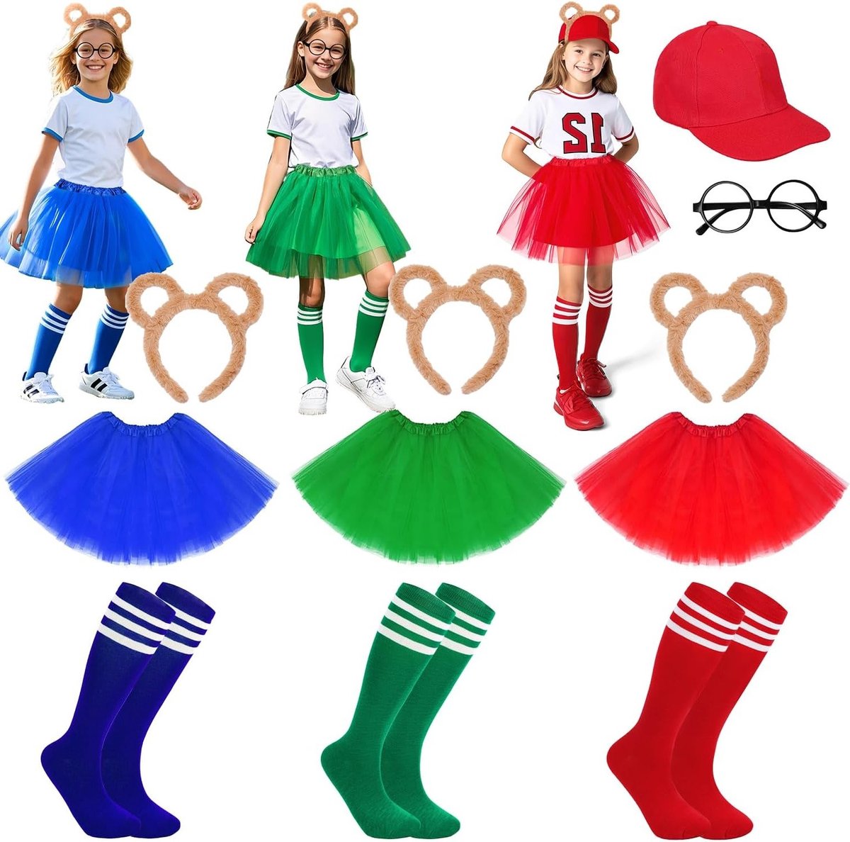 Chipmunk Kostuum Set voor Meisjes - Eekhoorn Oortjes Hoofdband, Tutu Rok en Sokken - Perfect voor Wereld Boekendag en Verkleedfeestjes