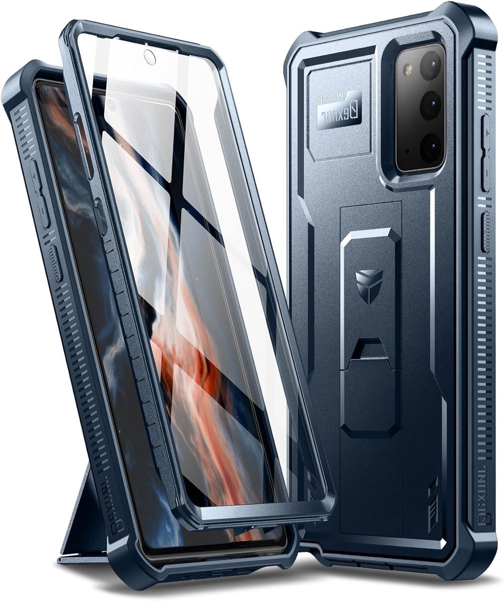 Zware Schokbestendige Beschermcase voor Samsung Note 20 met Ingebouwde Schermbeschermer en Kickstand - Marineblauw, Militaire Bescherming, Duurzaam Ontwerp