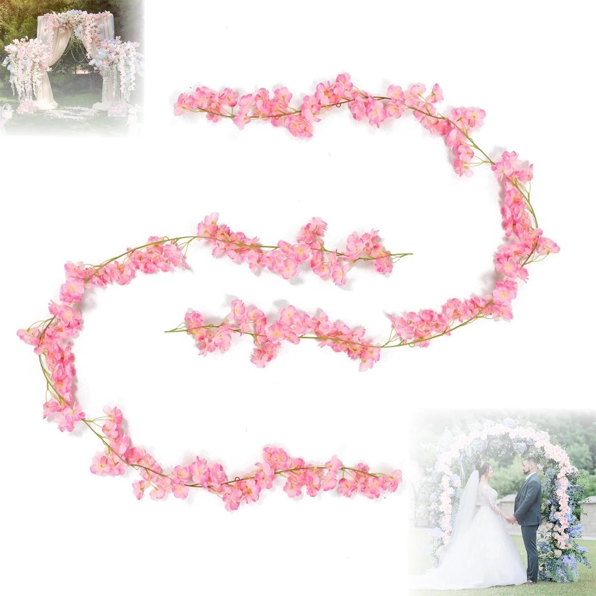 Prachtige 2-delige Bloemengirlande met Kersenbloesem, Kunstbloemen voor Decoratie, 6ft Lange Bloemengirlande voor Bruiloft, Feest en Tuinaccessoires