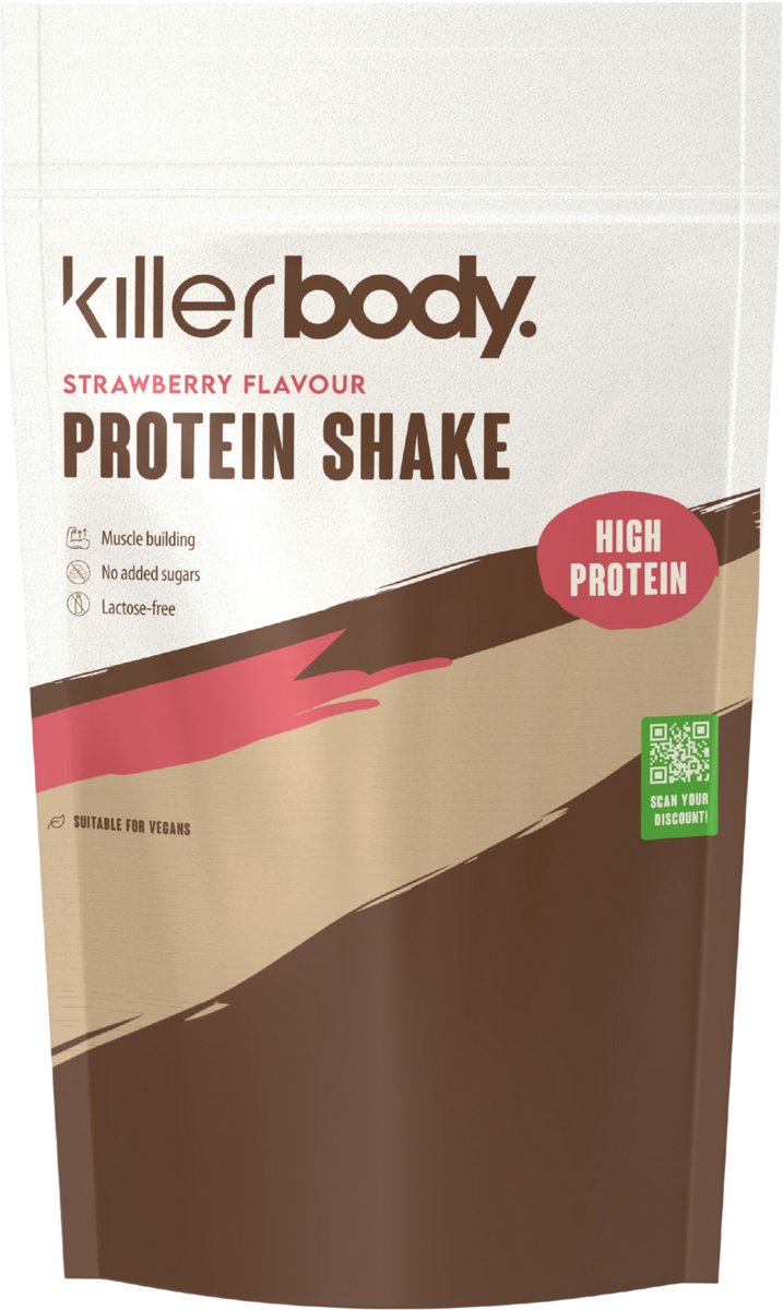Killerbody Vegan Protein Shake – Banana – 1000 g – Eiwitrijke & Lactosevrije Plantaardige Eiwitshake