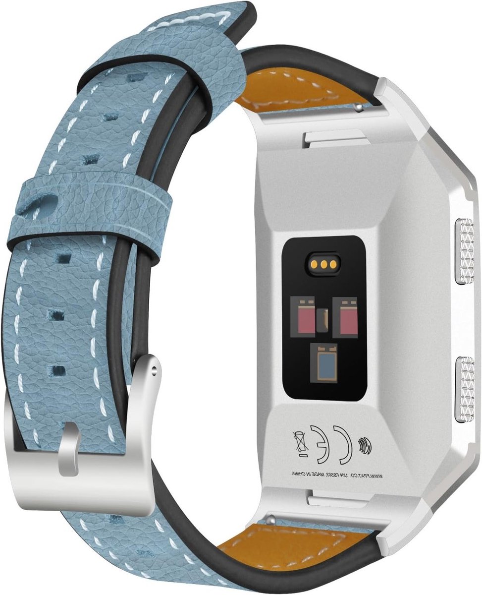 Verstelbare leren vervangband voor Fitbit Ionic, ademend en zacht, met metalen klassieke sluiting voor heren en dames