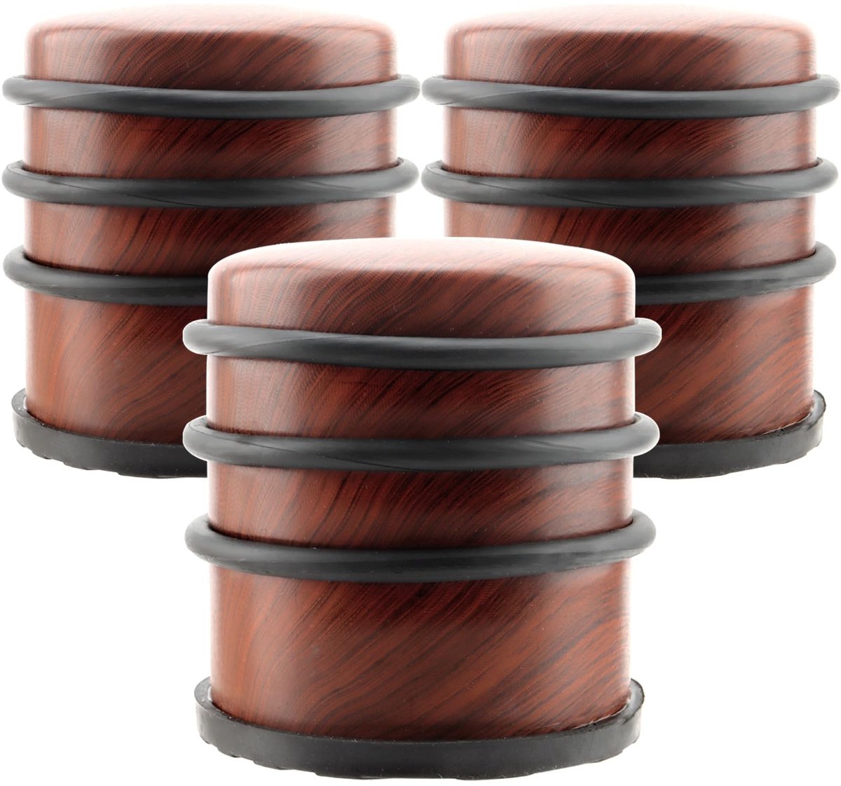 aladdien - Deurstopper - Stalen deurstopper - Zware kwaliteit - Houtkleur - Antislip - Bescherming voor deuren - 3 stuks