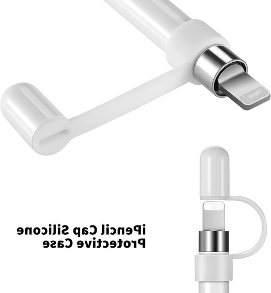 Pencil Caps en Cap Holders Set voor Apple Pencil 1e Generatie - 2 Stuks Beschermende Tips en Houder Accessoires (Wit) — afbeelding 2