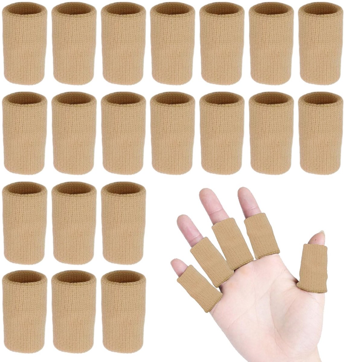 Pack van 20 Elastische Vingerbeschermers voor Sport - Handbescherming voor Basketball, Volleybal, Tennis (Nude)