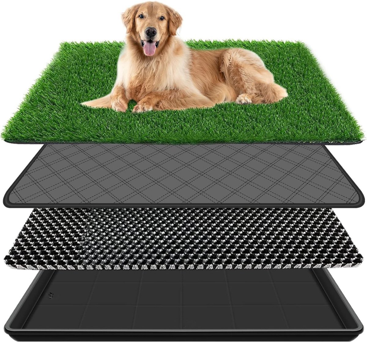 YOR® Hondentoilet Kunstgras - Geurafstotend - Honden Wc Outdoor & Indoor - Zindelijkheidstraining Hond – Dierentoilet – Puppy Pads – Huisdierentoilet - 60 x 90 cm - Zwart - 5cm x 91cm x 61cm