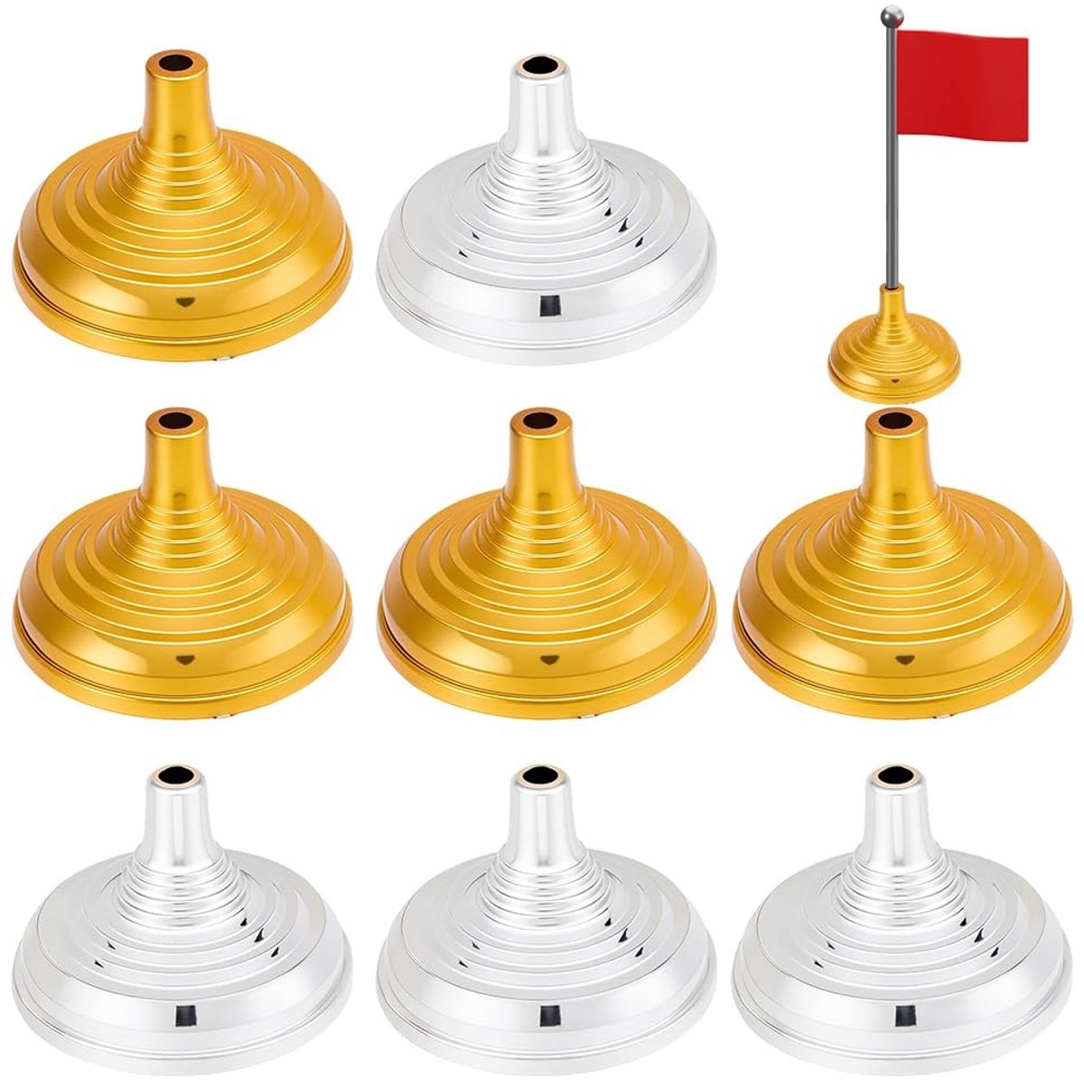 Allecto - Mini Vlaggenstandaard - 10 Stuks - Goud en Zilver - Voor Bureau - Ideaal voor Kantoor en Feesten - Decoratie voor Evenementen - Geschikt ...