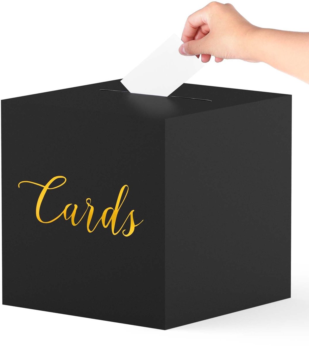 aladdien - Zwarte Card Box - Kaartdoos voor Feest - Duurzaam en Aanpasbaar - 22x22x22 cm - Wenskaarten en Notities - Geschikt voor Bruiloft, Verjaar..