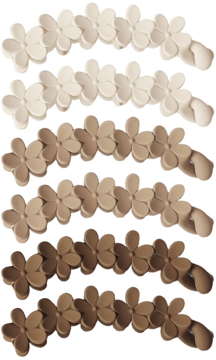 Set van 6 Bloemen Haarspelden - Antislip Clips voor Stijlvolle Ponytails