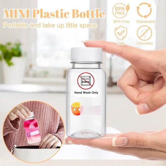 Dailygoods- Sapflessen 15 Stuks - 100 ml - Herbruikbaar PET - Plastic met Deksel - Mini Flessen met Stickers - Veilig en Duurzaam - Drankflessen van Dailygoods — afbeelding 2