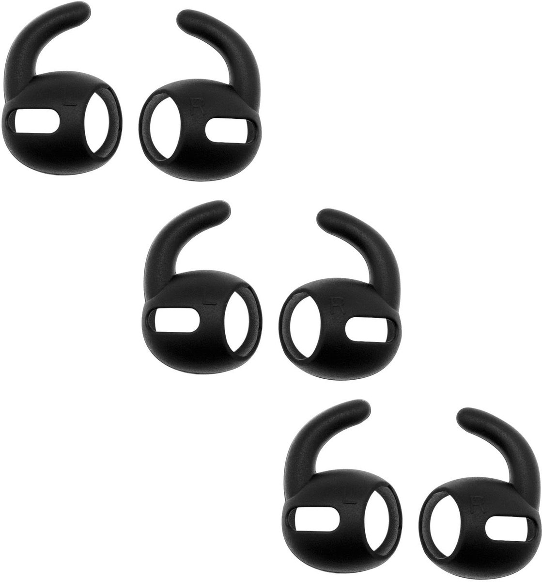 Allecto - Siliconen Oorhaken - Antislip Oorhaken - Zwart - Veilige Houder - Geschikt voor AirPods Pro 2019 - 3 Paar
