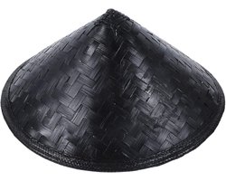 Samurai Hoed van Bamboe - Japanse Riddershoed voor Cosplay en Theatrale Optredens - Zwart, Aziatisch, Woven