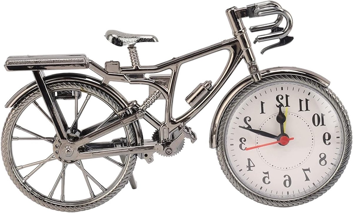 Vintage Fiets Tafelklok - Decoratieve Metaal Klok voor Kantoor, Slaapkamer en Woonkamer, Uniek Cadeau voor Fiets Enthousiastelingen en Interieurdecoratie