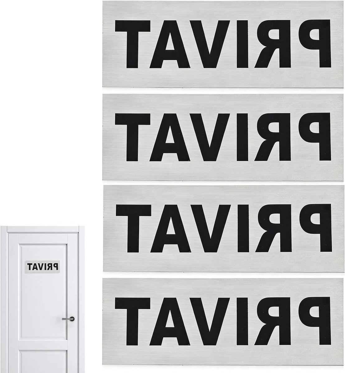 Instructieborden voor Privégebruik, 16 x 6 cm, Aluminium, Zelfklevend, Hoogwaardige Deurborden voor Kantoor, Winkel en Restaurant, Set van 4 Stuks