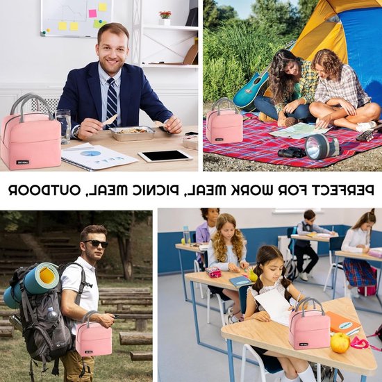 Isolerende Lunchtas voor Vervoer van Maaltijden, Mini Waterdichte Lunchtas in Roze, Ideaal voor Werk en School — afbeelding 3