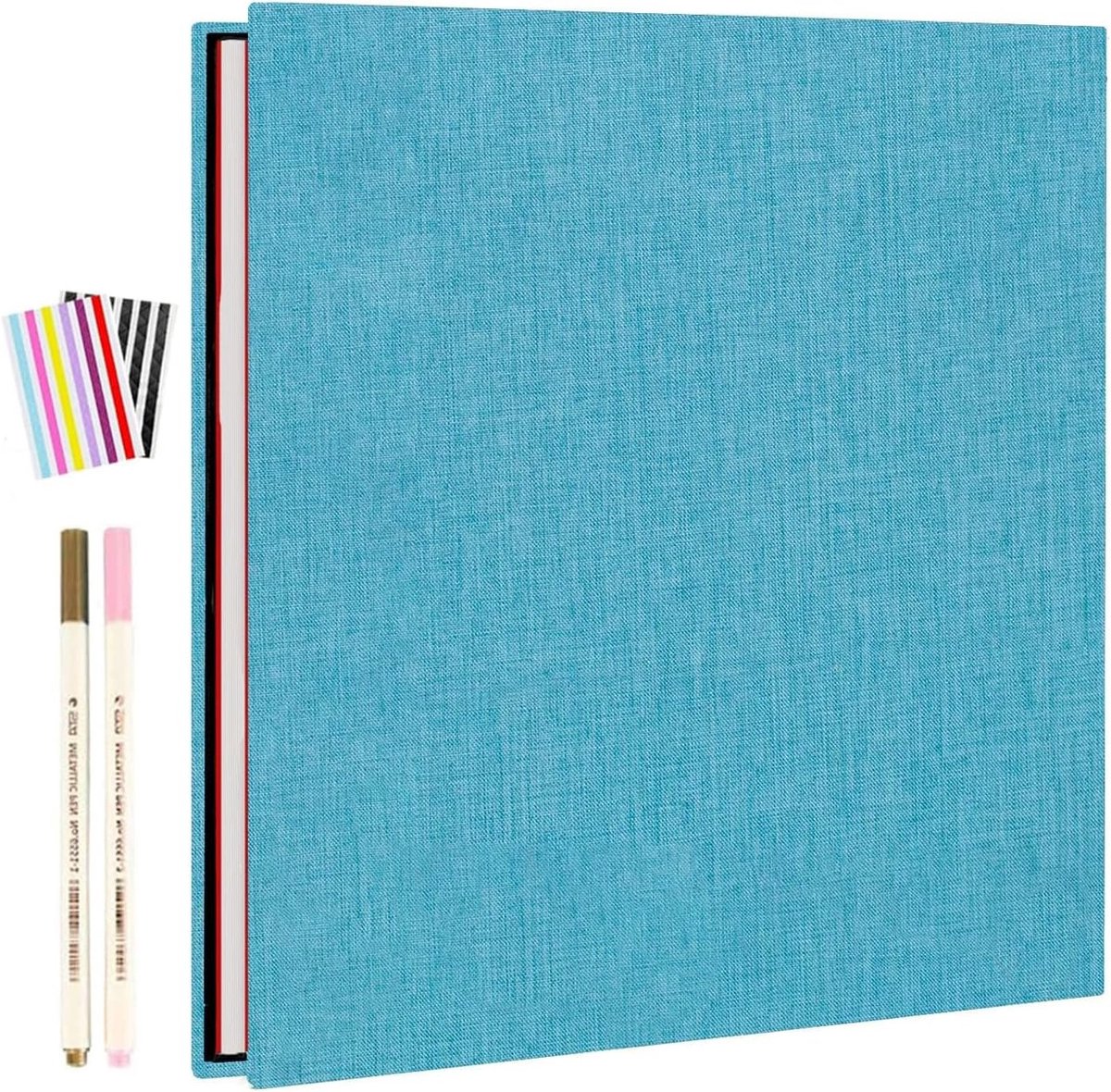 Linnen Hardcover Fotoalbum en Scrapbook voor Reizen, 20 Bladen / 40 Pagina's, DIY Herinneringen voor Baby, Bruiloft en Familie, Lichtblauw (28x27cm)