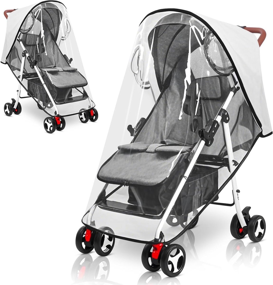 Universele Regenhoes voor Kinderwagens met Ademend Ventilatiemateriaal - Transparante Bescherming tegen Wind, Stof en Sneeuw