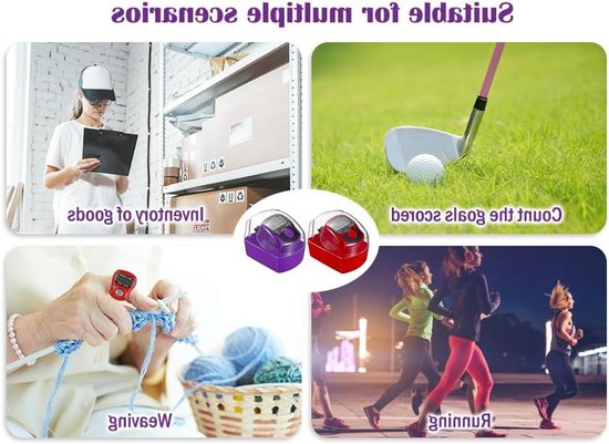 8 Stuks LED Handmatige Telling Counter, 5 Digit Klikker voor Sport en Fitness, Ideaal voor Golf en Oefeningen, Inclusief Opbergdoos — afbeelding 2