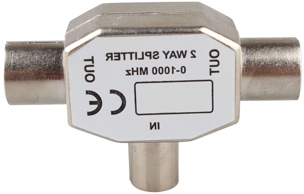 Coax Splitter voor TV - Coaxiale Male naar Twee Female Aansluitingen - Bidirectionele Antenneverdeler voor TV en Adapter, Ideaal voor Thuisgebruik en Verbeterde Signaalverdeling