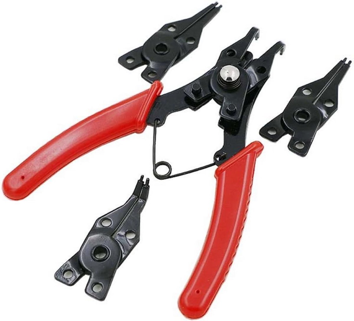 4-in-1 Retaining Pliers voor het Monteren en Verwijderen van Retaining Ringen met 4 Verwisselbare Kaken, 5 inch, Geschikt voor Binnen- en Buitenringen