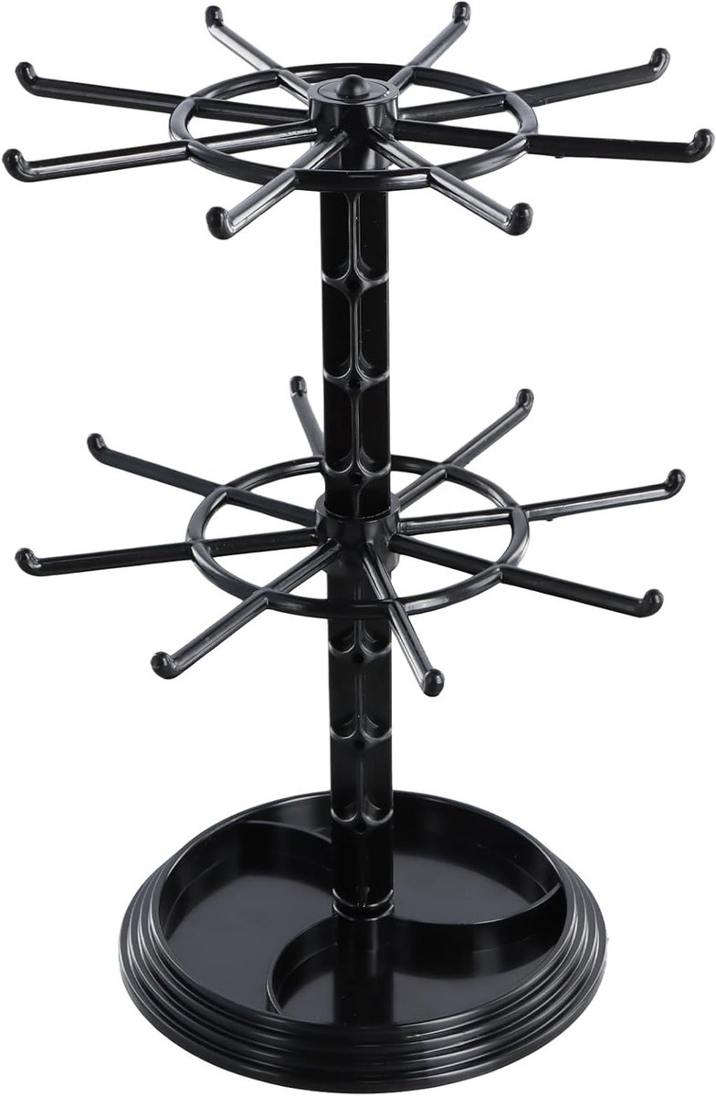 2-Tier Rotating Jewelry Display Stand - Organizer voor Kettingen, Armbanden en Oorbellen - Zwart Sieradenhouder voor Vrouwen en Meisjes