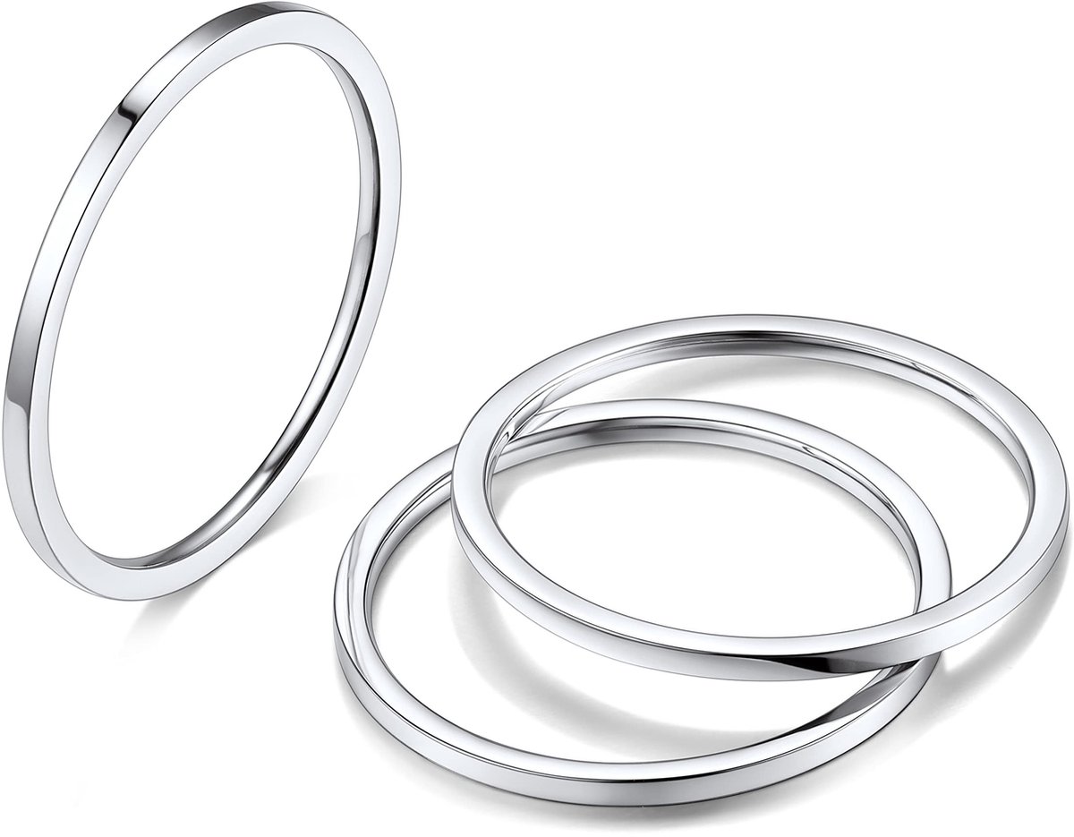 Allecto - 3-delige set - Roestvrij staal - Ultrathin design - 1 mm breed - Allergievrij - Modern en stijlvol - Geschikt voor heren en dames