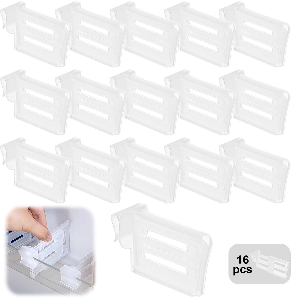 Allecto - Fridge Divider - 16 Pieces - Ruimtebesparend - Multifunctioneel - Koelkast Organizer - Ideaal voor voedselopslag - Wit