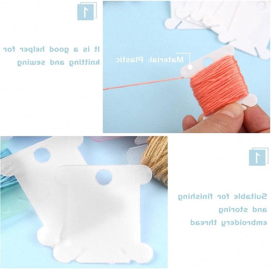 100 Stuks Witte Plastic Spoelen Set voor Borduurthread, Garenspullen en Opberghouders voor Naaiwerk van Merkloos — afbeelding 2